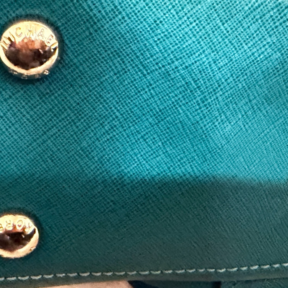 Michael Kors Turquoise Saffiano leather Hamilton tote bag .Gold Hardware - Picture 5 of 11